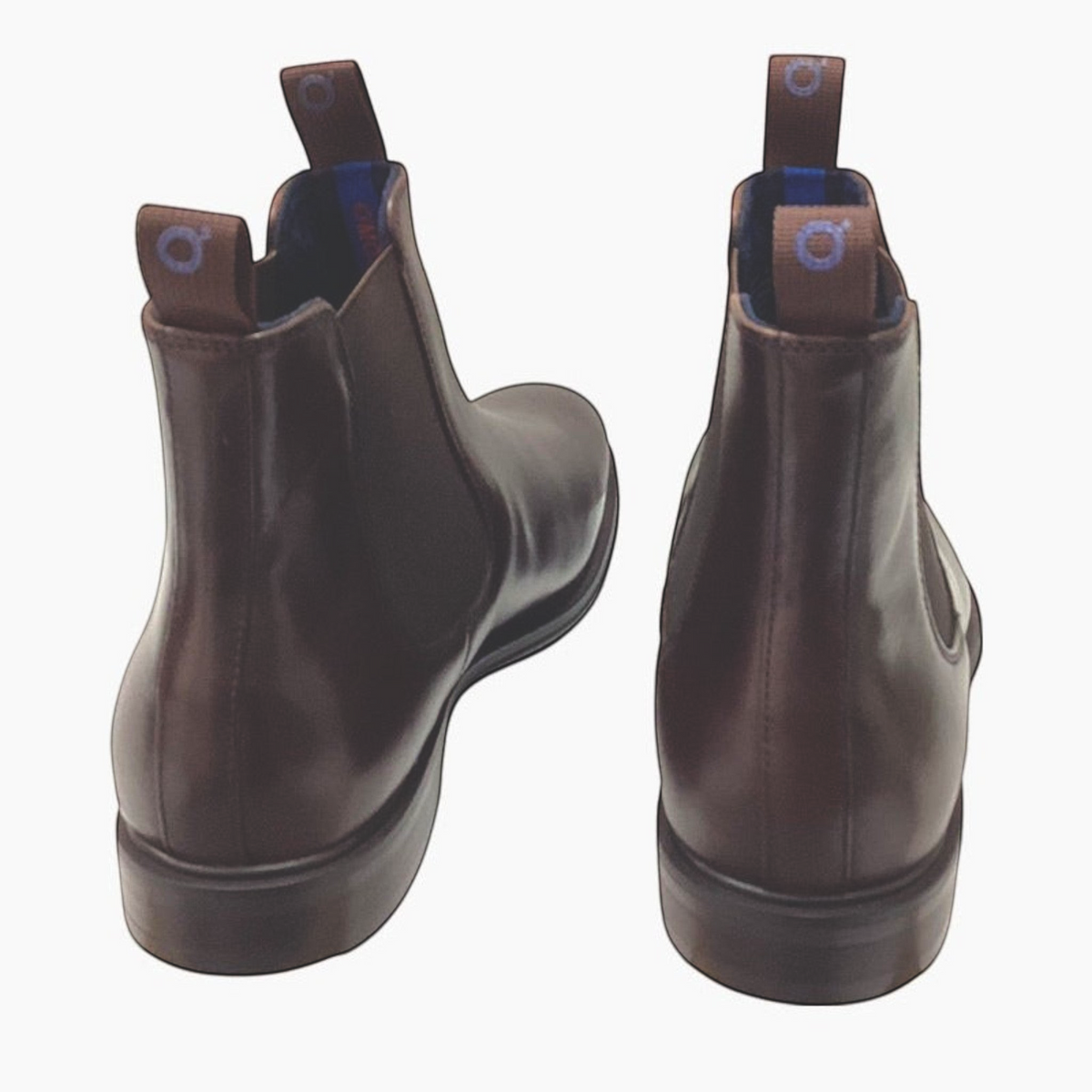 The Shoe Shop Julius Marlow Longreach brown leather Chelsea boots showing rear view with pull tabs and elastic gussets