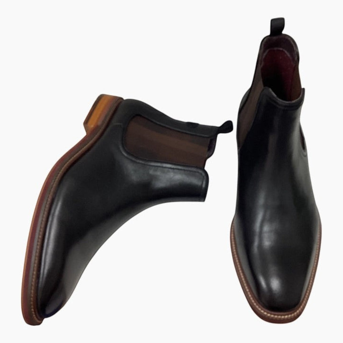 The Shoe Shop Julius Marlow Scuttle black leather Chelsea boots with check elastic gusset and contrast stacked sole