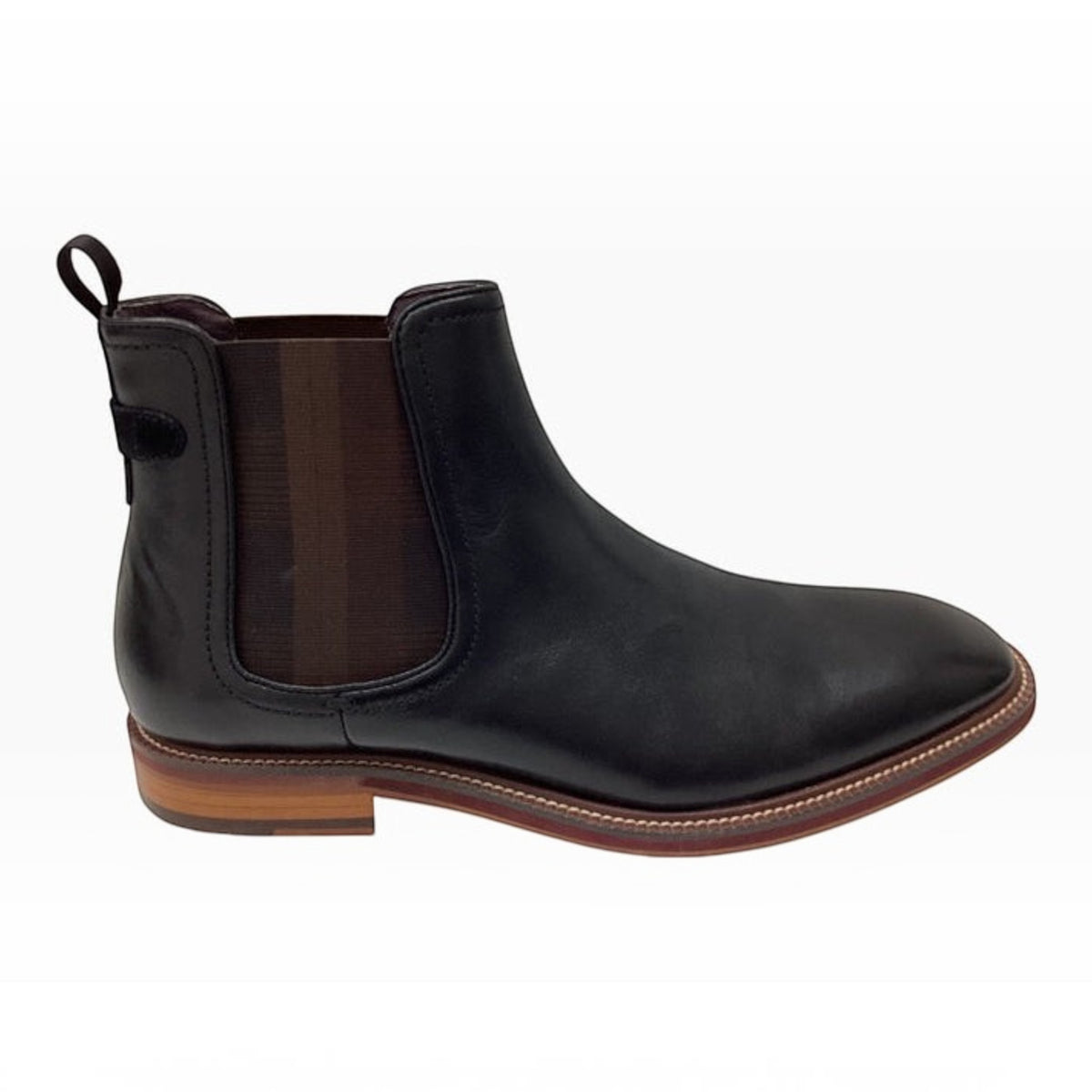 The Shoe Shop Julius Marlow Scuttle black leather Chelsea boot with check elastic gusset and contrast stacked sole