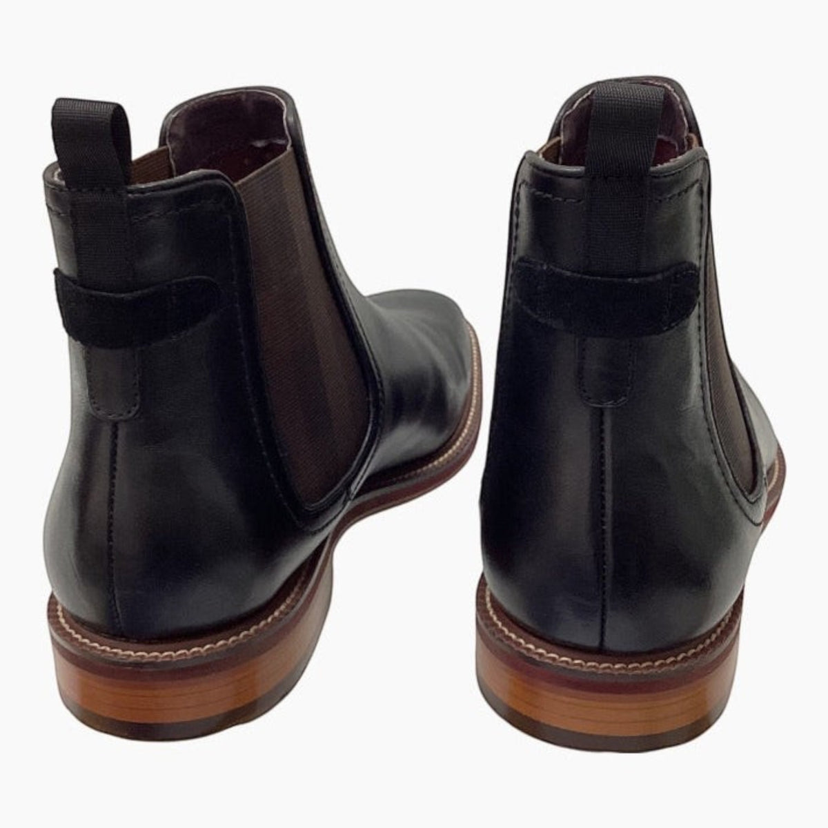 The Shoe Shop Julius Marlow Scuttle black leather Chelsea boots with check elastic gusset and stacked contrast sole