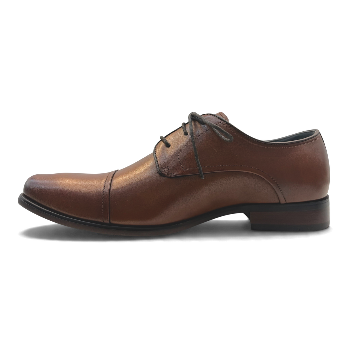 The Shoe Shop Knock cognac brown leather cap-toe oxford dress shoe with lace-up closure