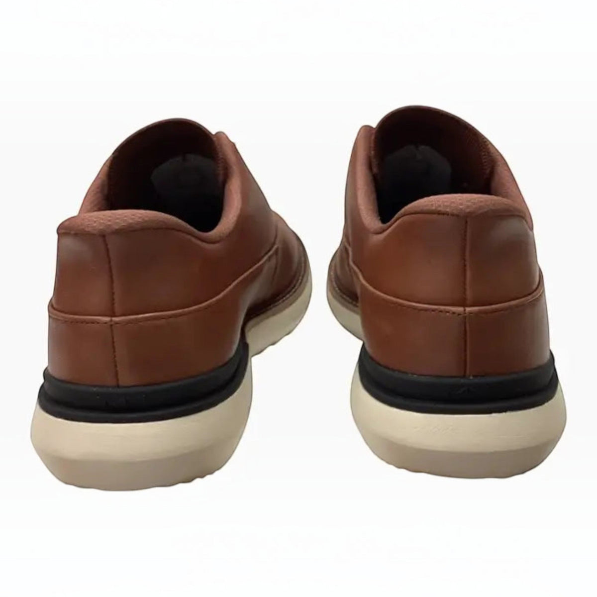 The Shoe Shop Mako Hollins brown leather slip-on shoes viewed from the back showing the cushioned heel and sole