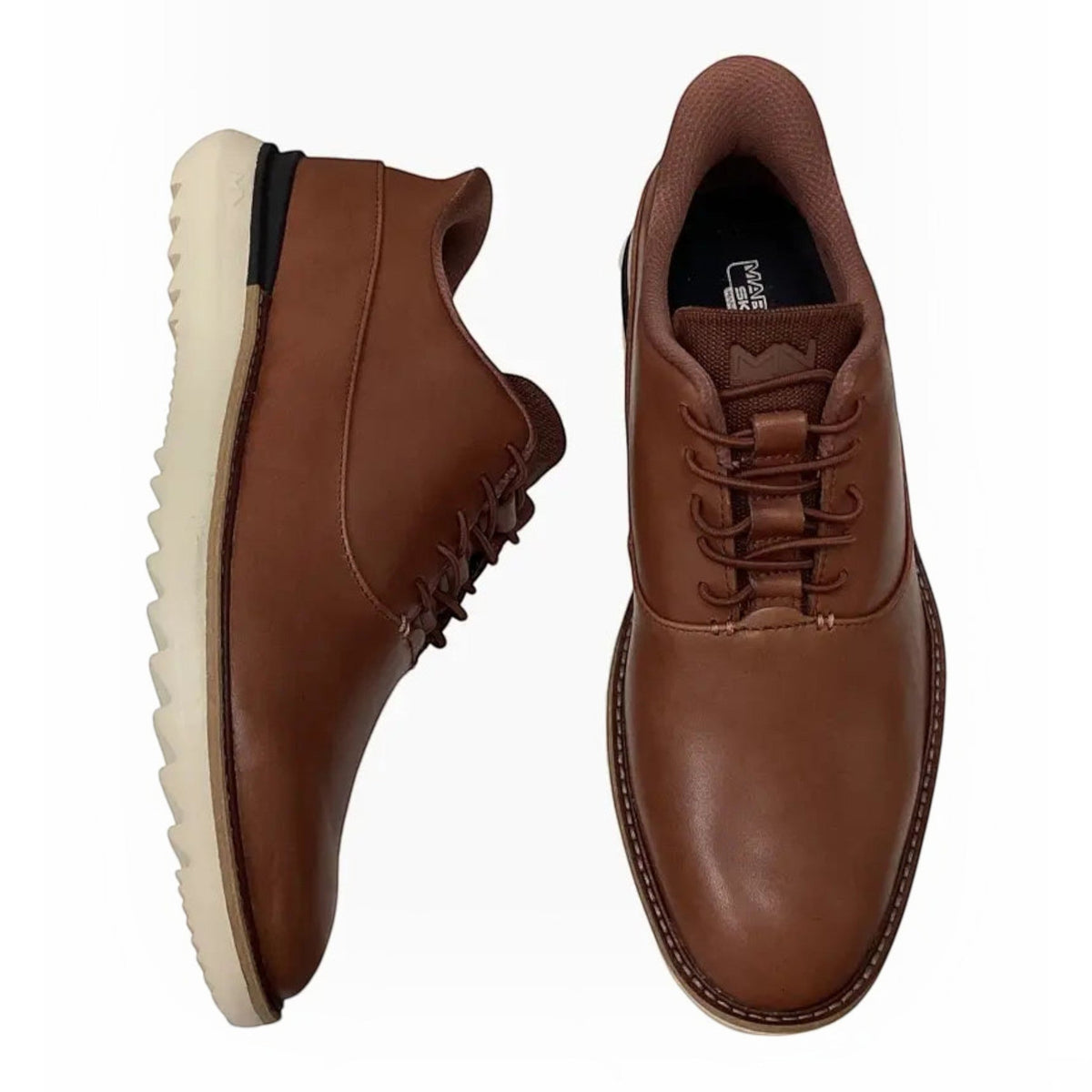 The Shoe Shop Mako Hollins brown leather slip-on shoes with memory foam insoles and a white traction outsole
