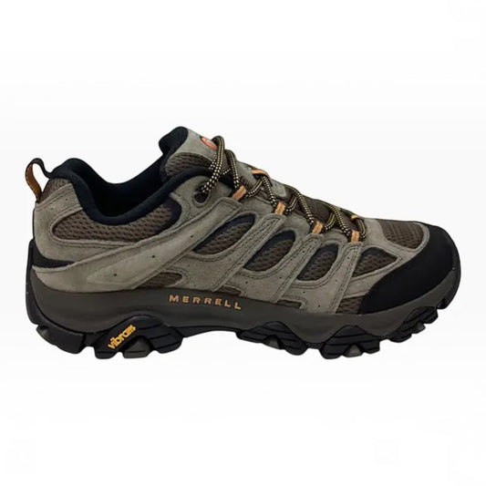 The Shoe Shop Merrell Moab 3 hiking shoe in olive green leather and mesh with a rugged Vibram outsole