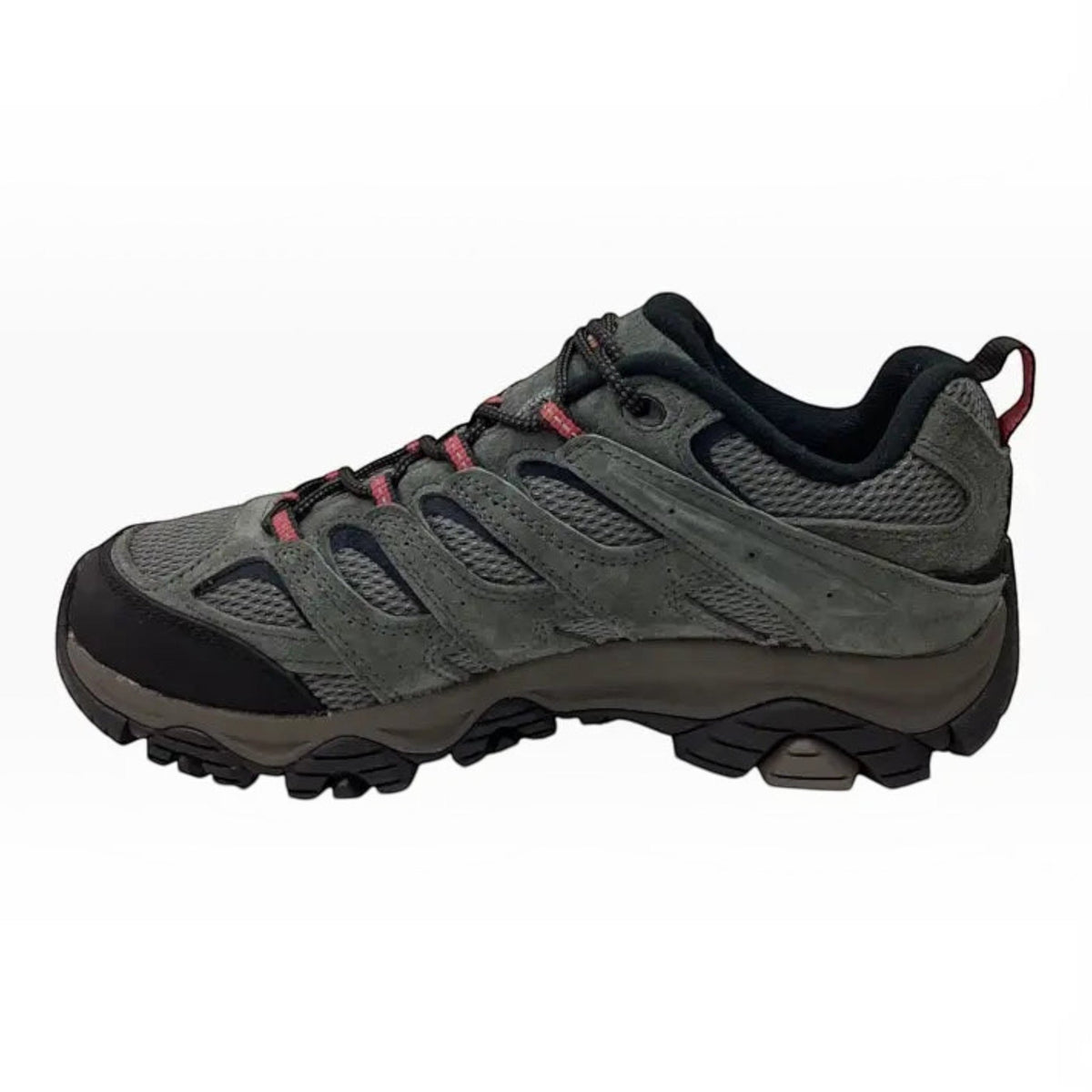 The Shoe Shop Merrell Moab 3 wide fit trail shoe in grey leather and mesh with Vibram outsole and red accents