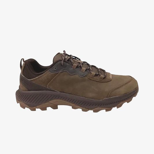 The Shoe Shop Merrell Speed Strike 2 brown leather hiking shoe with a durable rubber outsole and athletic design.