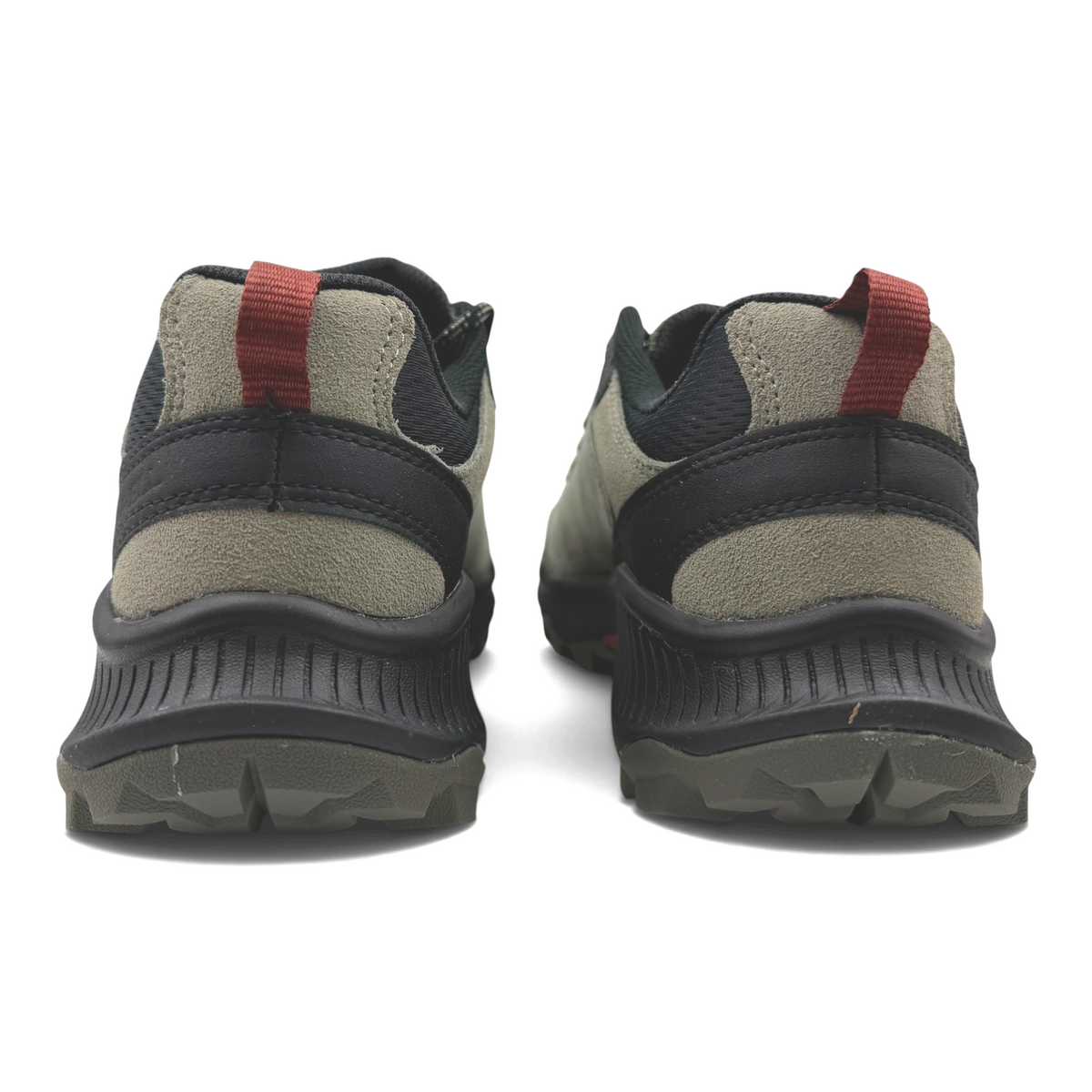 The Shoe Shop Merrell Speed Strike 2 leather hiking shoes viewed from the back showing grey suede and black details