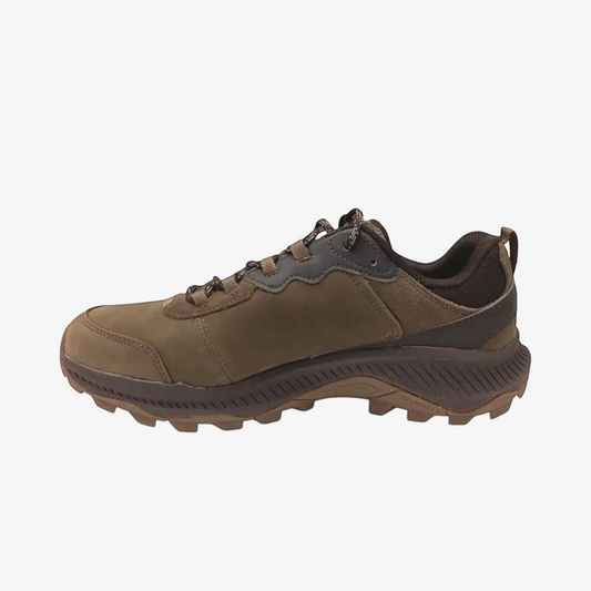 The Shoe Shop Merrell Speed Strike 2 brown leather hiking shoe with a rugged rubber outsole and padded collar.