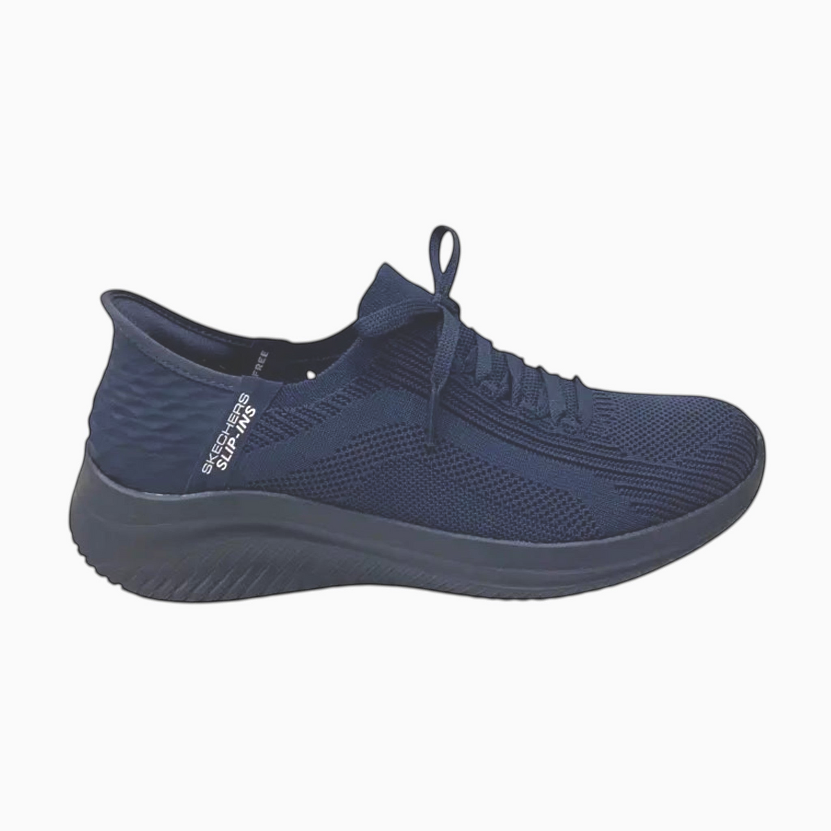 The Shoe Shop Skechers Ultra Flex 3.0 navy blue slip-in sneaker with engineered knit upper and cushioned sole.
