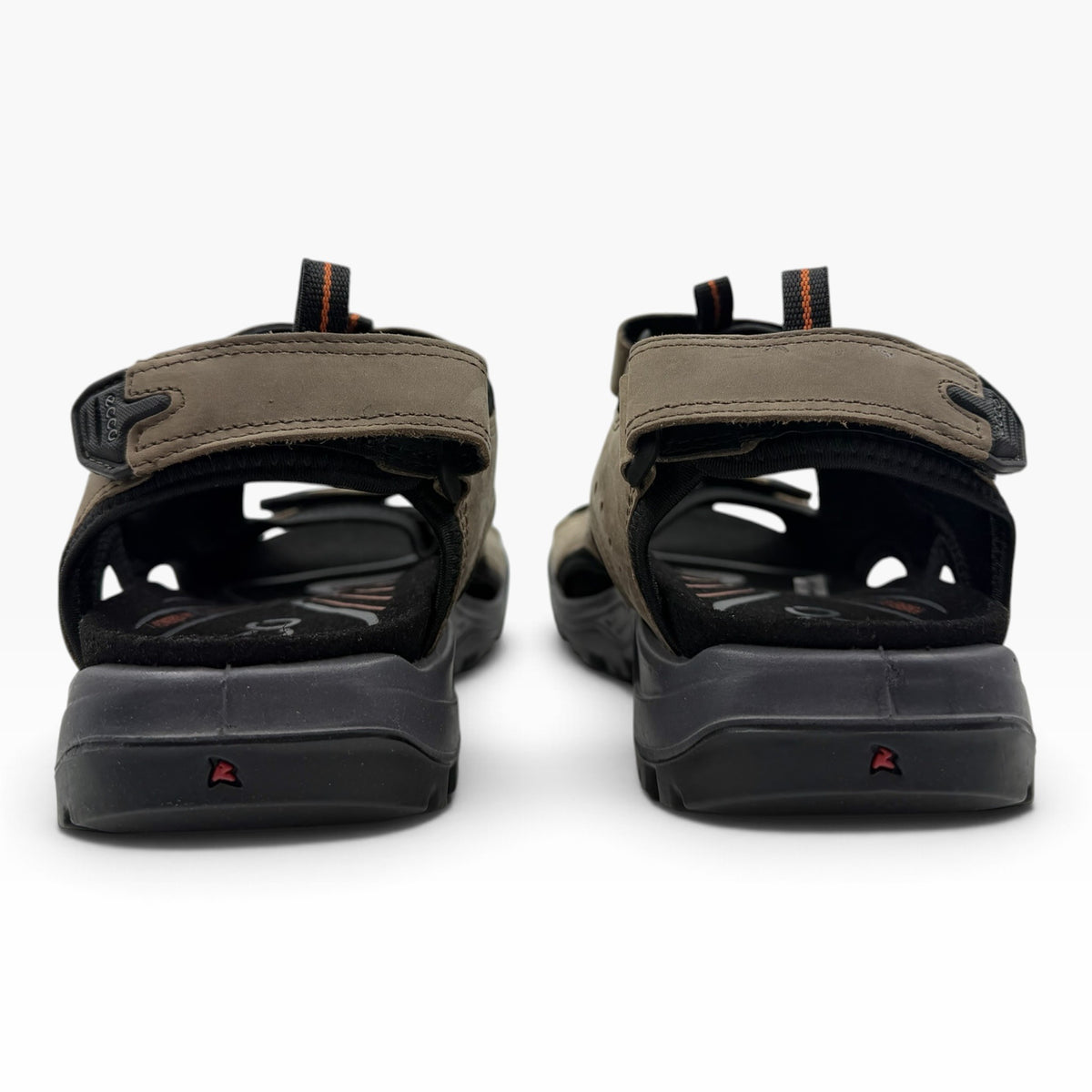 The Shoe Shop Offroad men's brown nubuck leather outdoor sandals with adjustable straps and durable rubber outsoles.