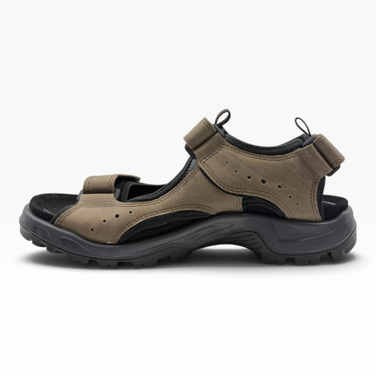 The Shoe Shop Offroad men's brown nubuck leather sandal with three adjustable straps and a durable rubber outsole.
