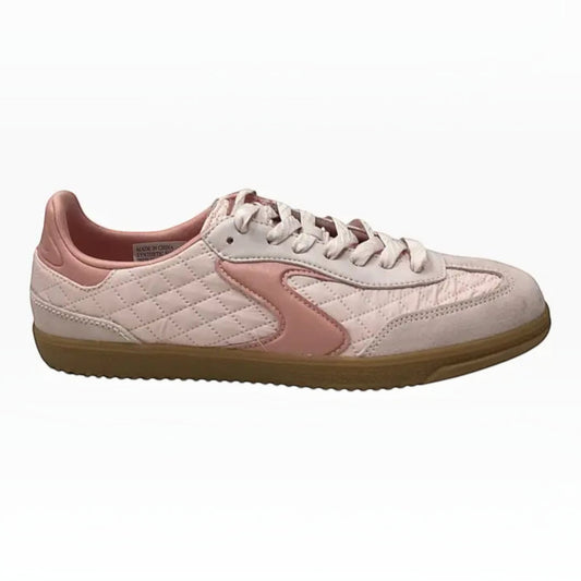 The Shoe Shop Skechers Hotshot sneaker in soft pink with quilted fabric, suede overlays, and a gum rubber outsole.