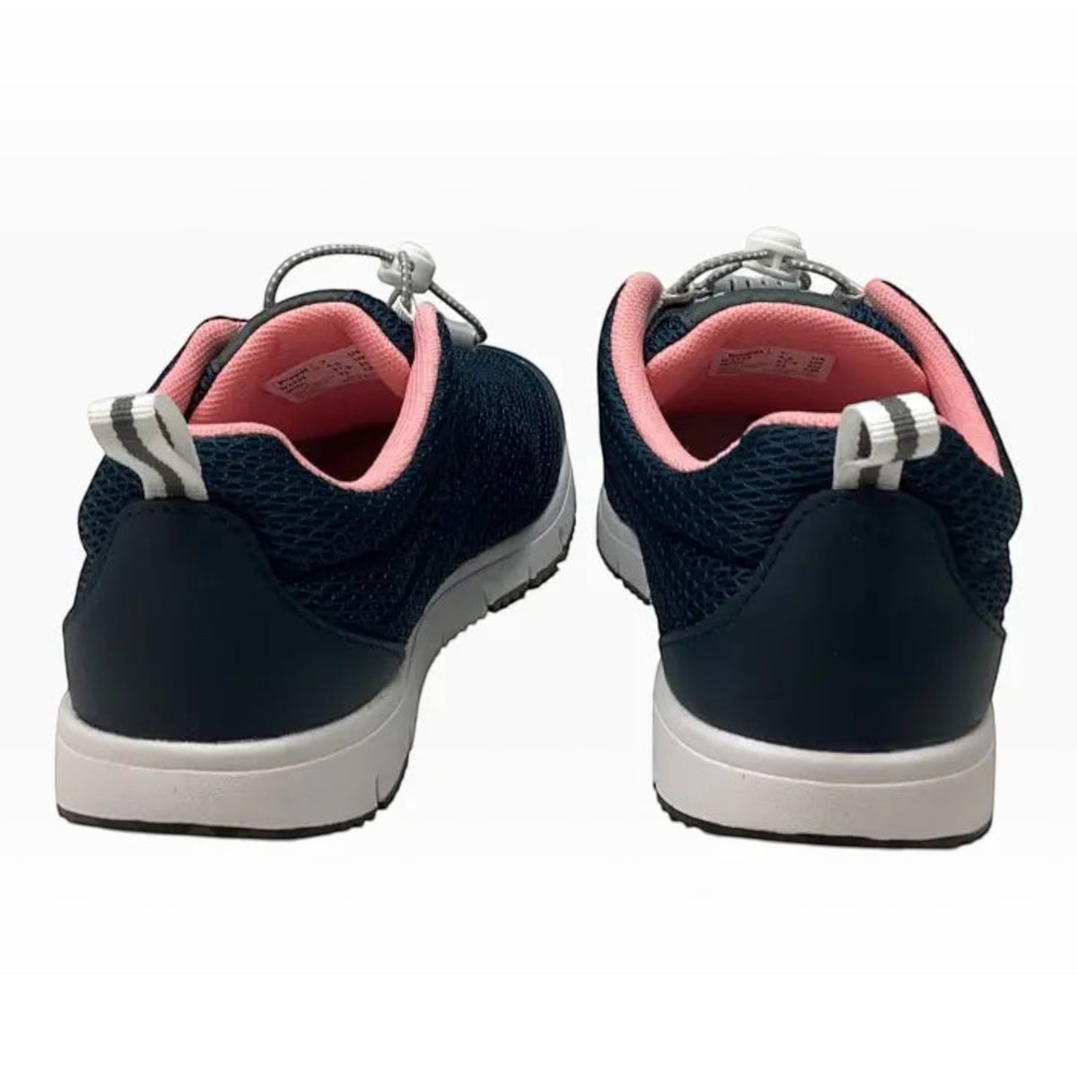 The Shoe Shop Propet Travel Walker II navy mesh walking shoes with pink interior lining and bungee toggle closure