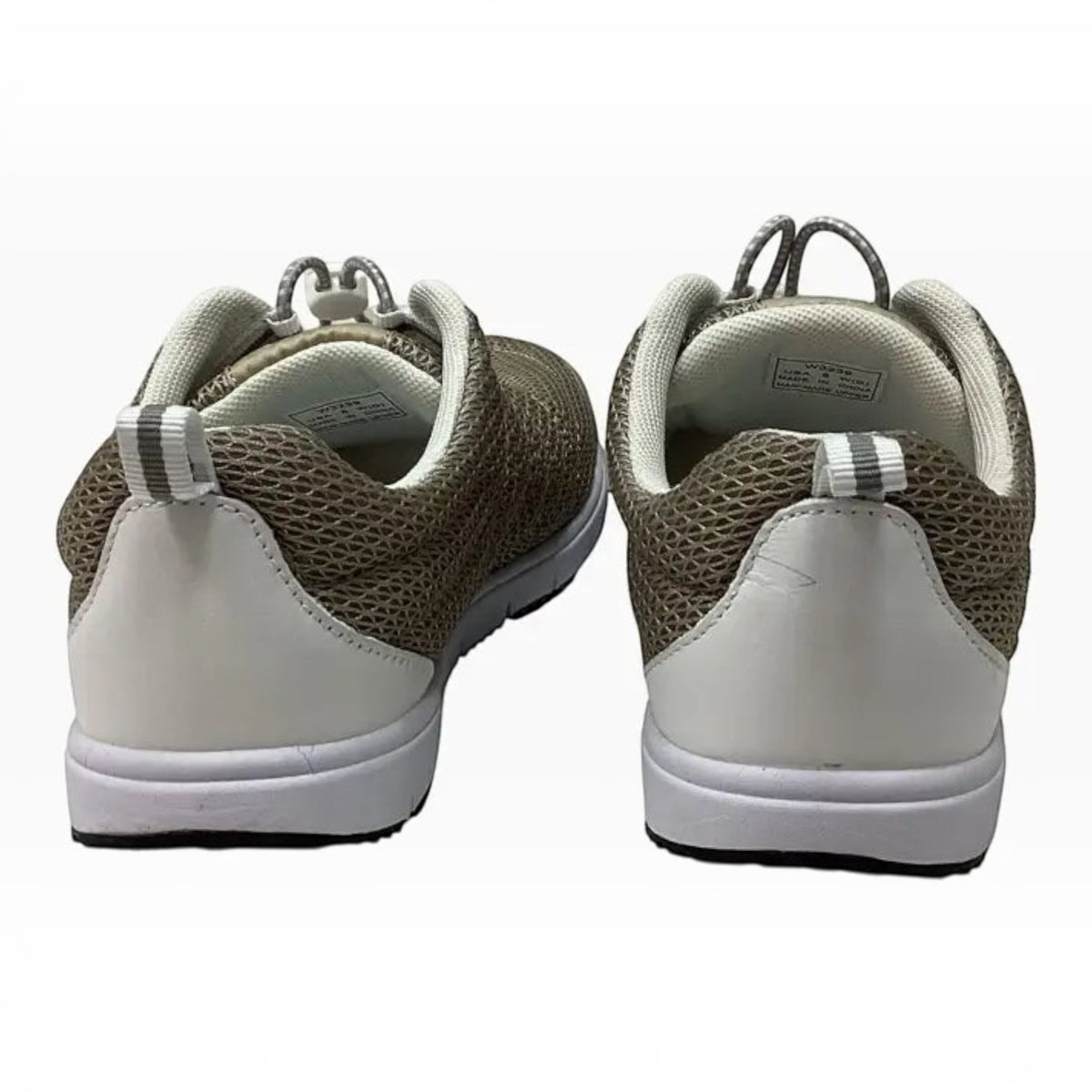 The Shoe Shop Propet Travel Walker II beige mesh walking shoes with white heel support and bungee toggle closure