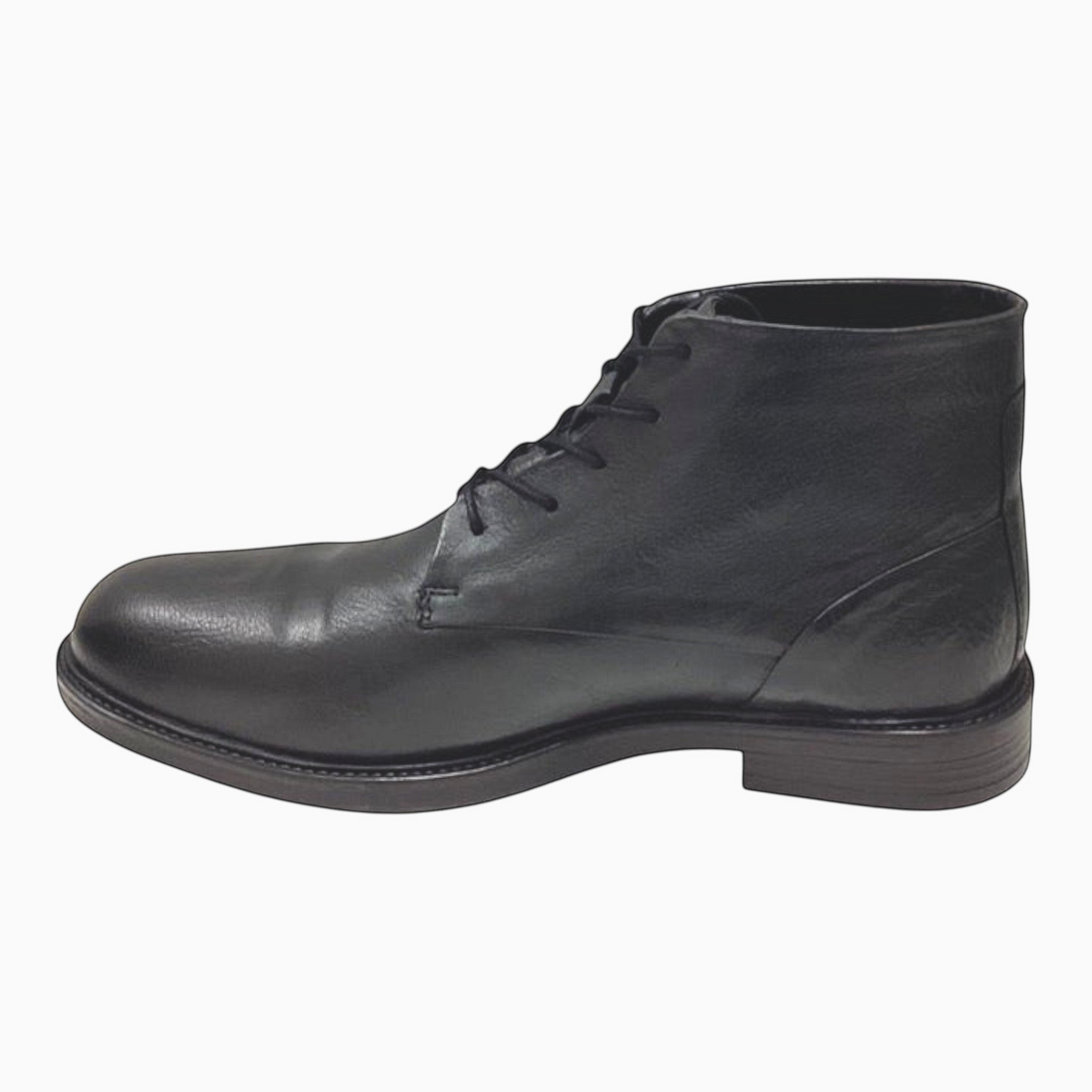 The Shoe Shop Quota men's black leather lace-up ankle boot with a sleek, polished finish and durable sole.