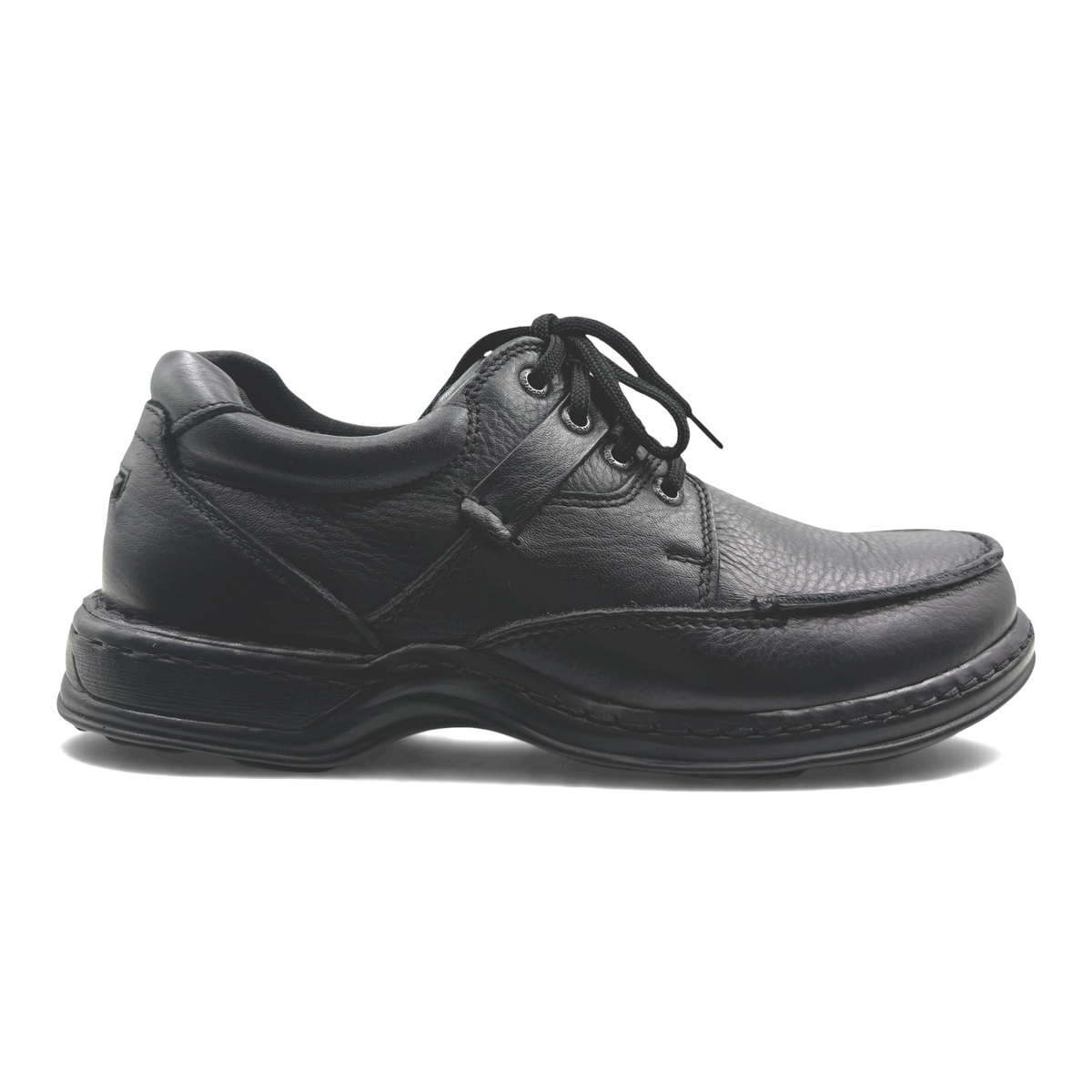 The Shoe Shop Randall II black leather walking shoe with extra-wide EEE fit and cushioned shock-absorbing sole.