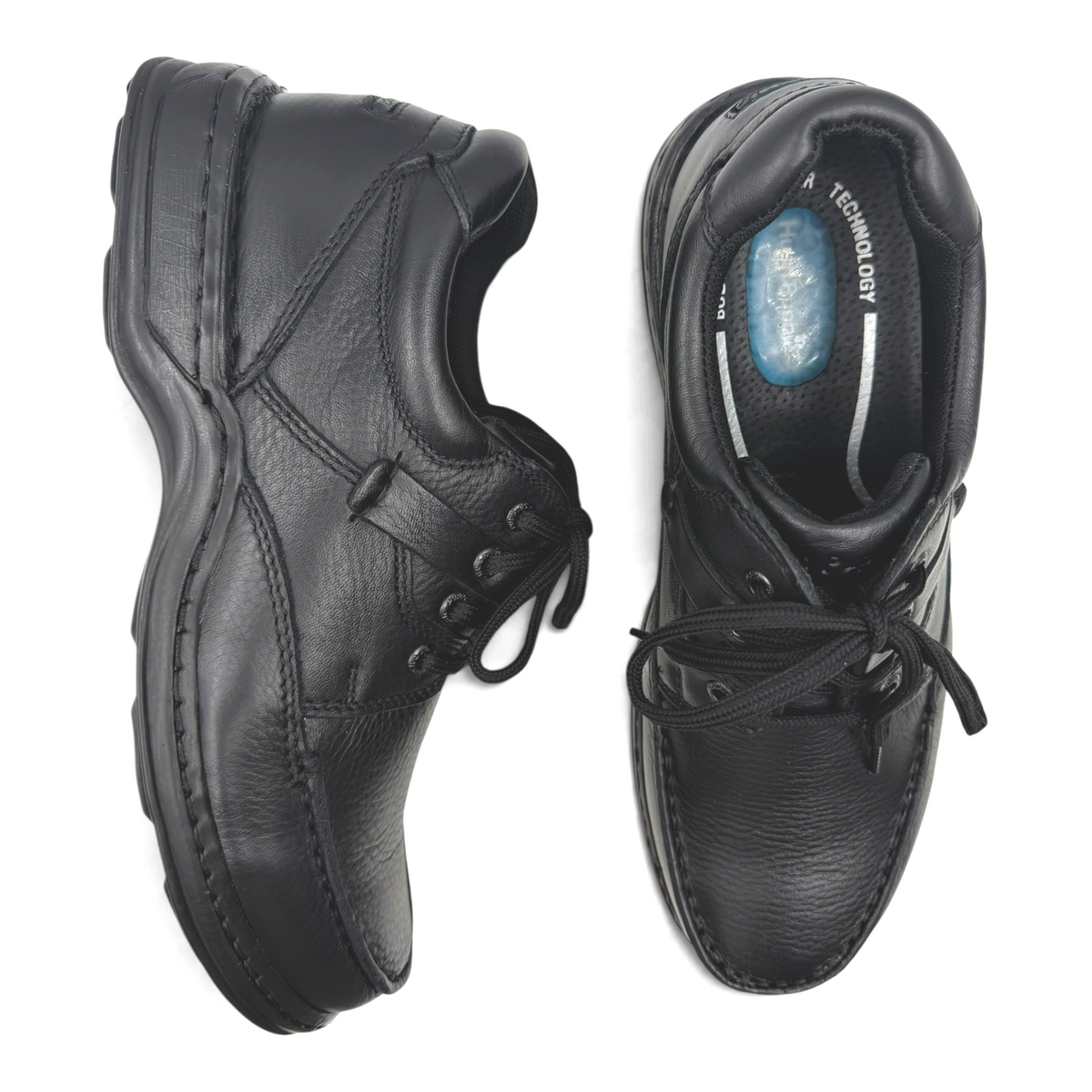 The Shoe Shop Randall II black leather extra-wide walking shoes with cushioned Body Gel technology