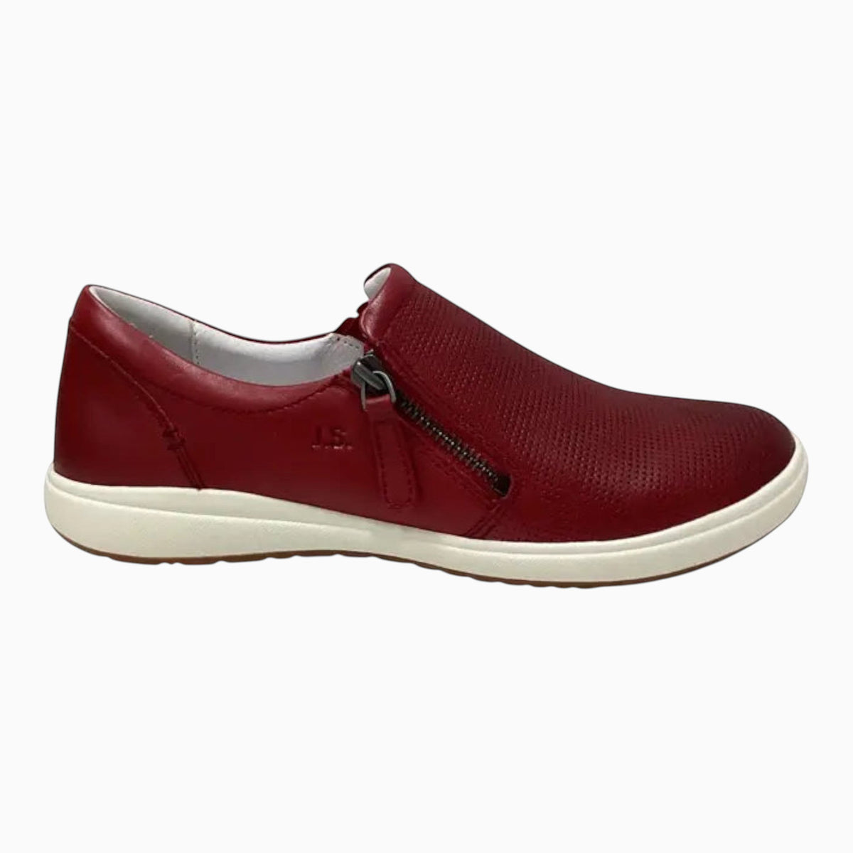 The Shoe Shop Josef Seibel Caren 22 red leather slip-on shoe with side zip and white flexible sole