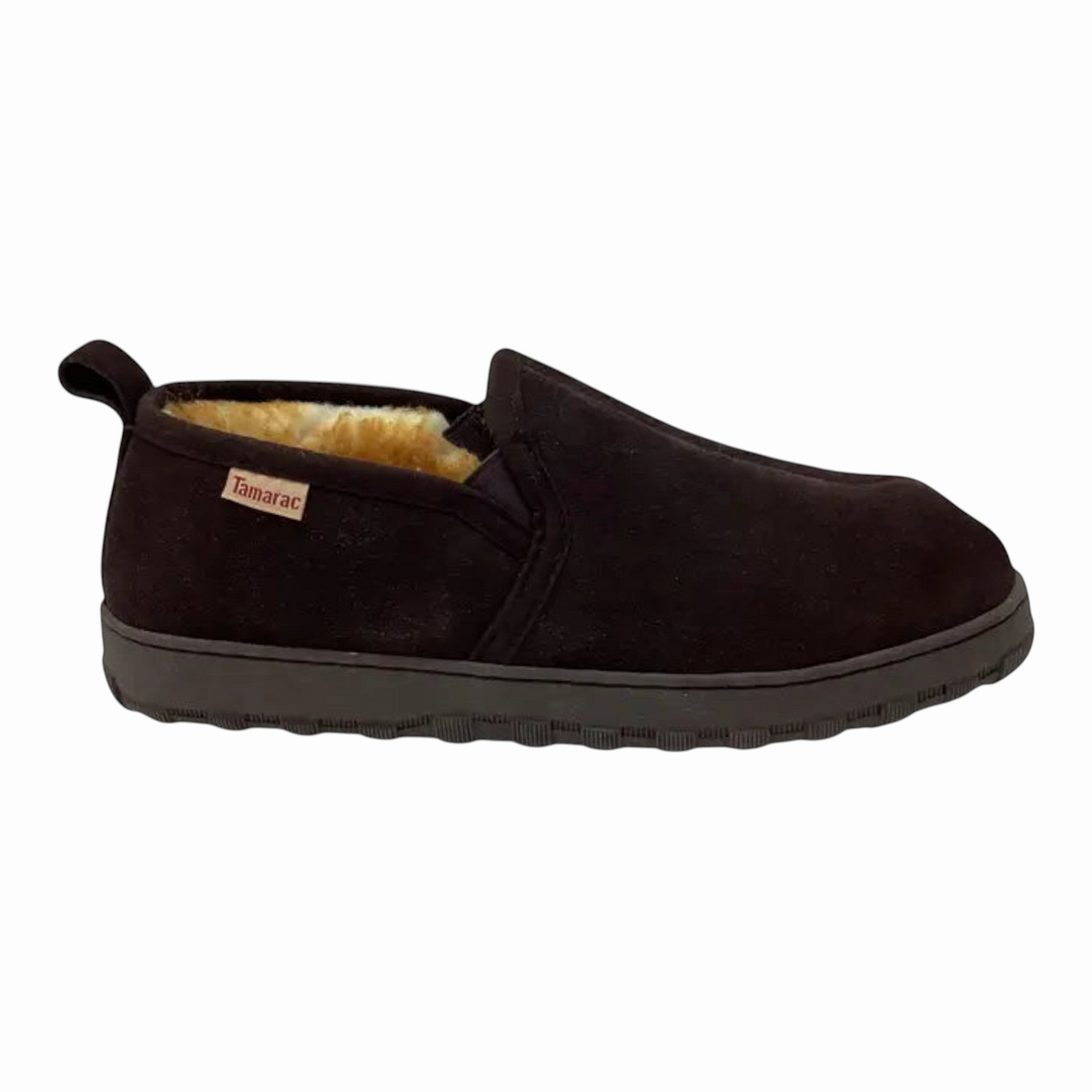 The Shoe Shop Tamarac Arizona rootbeer cow suede slippers with plush lining and durable rubber sole