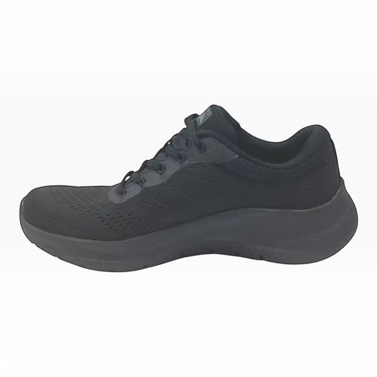The Shoe Shop Skechers Arch Fit 2.0 Big League black vegan sneaker with engineered mesh and cushioned midsole.