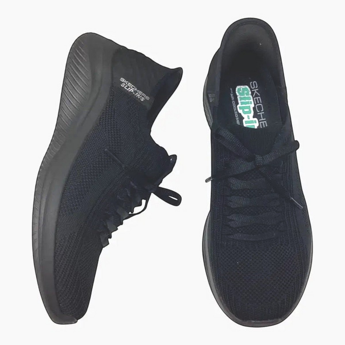 The Shoe Shop Skechers Ultra Flex 3.0 Brilliant Path black slip-in sneakers with knit upper and memory foam insole.