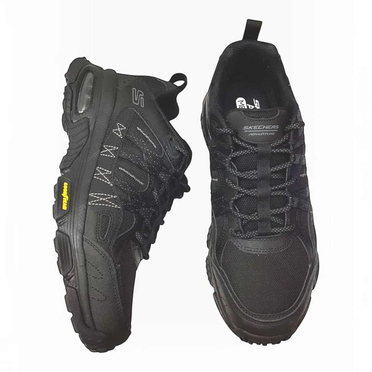 The Shoe Shop Skechers Skech-Air Envoy trail sneakers in black leather and synthetic with Goodyear rubber outsoles.
