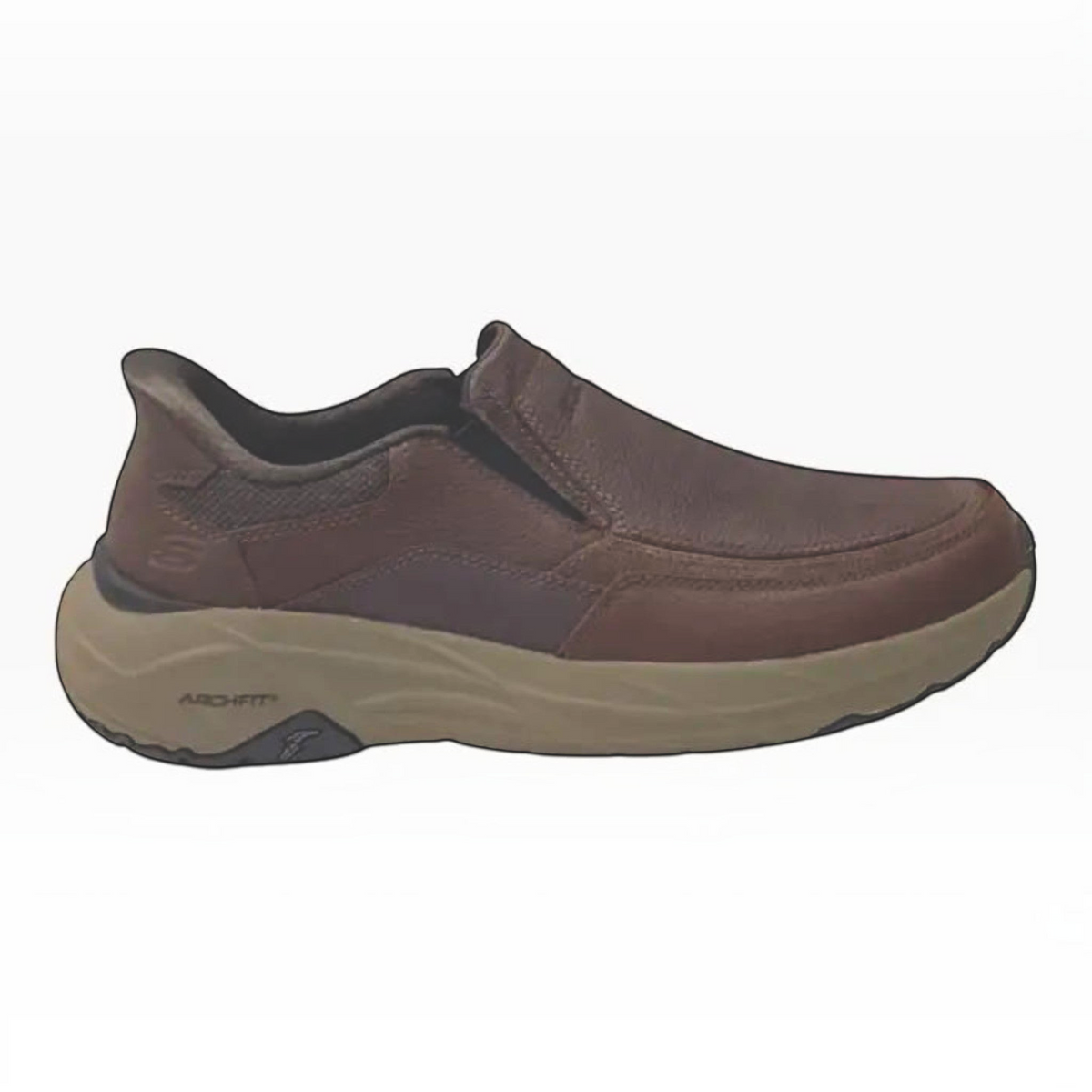 The Shoe Shop Skechers Arch Fit Maverick Redford brown leather slip-on shoe with supportive arch fit sole