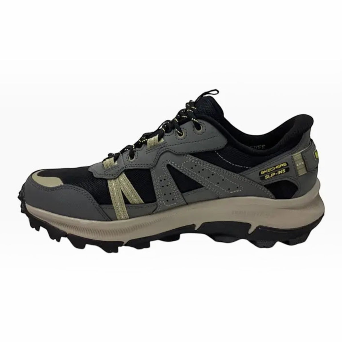 The Shoe Shop Skechers x John Deere Equalizer 5.0 Trail Harvester sneaker in black and grey with a rugged outsole.