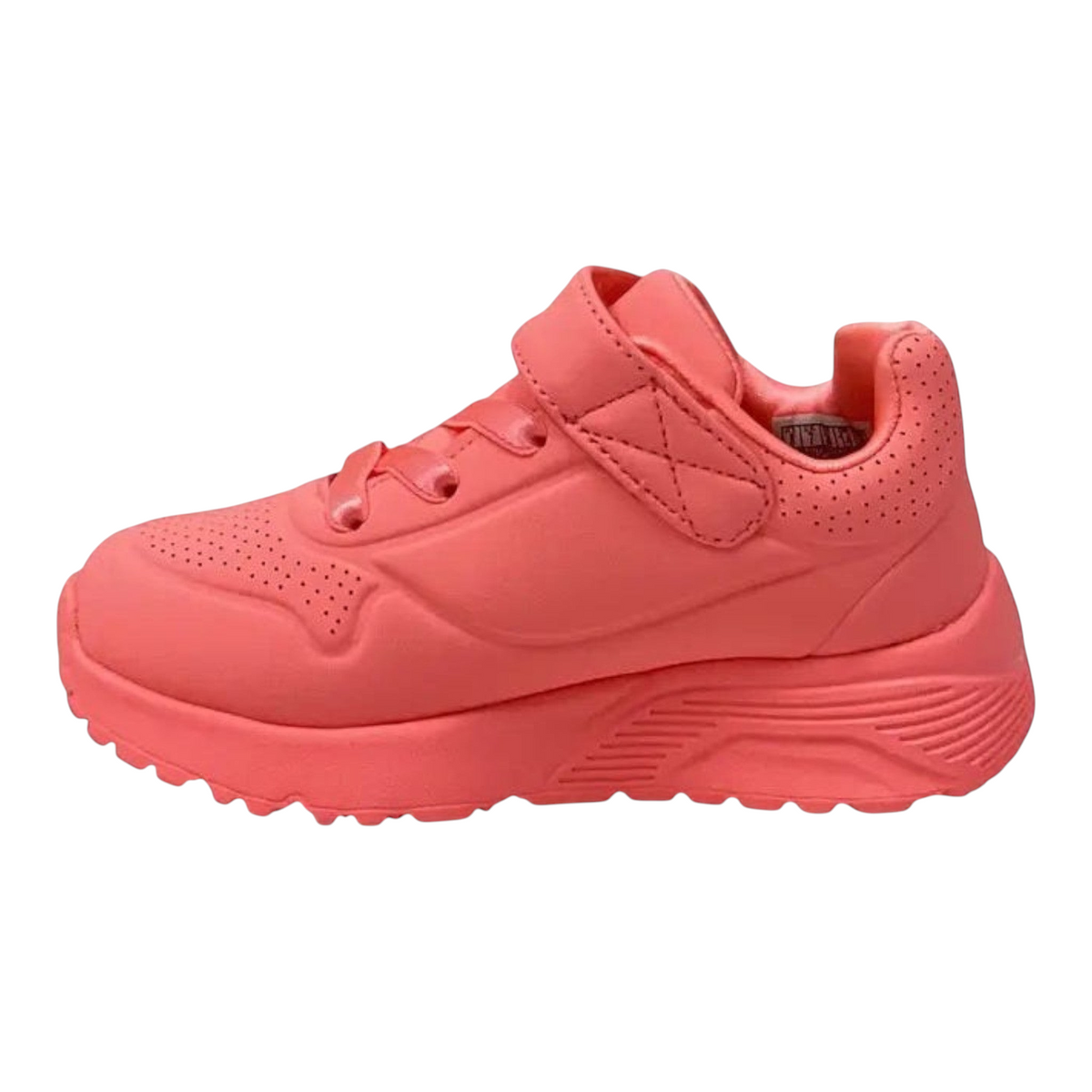 The Shoe Shop Skechers Uno Lite sneaker in bright pink synthetic durabuck with perforated details and a wedge midsole.