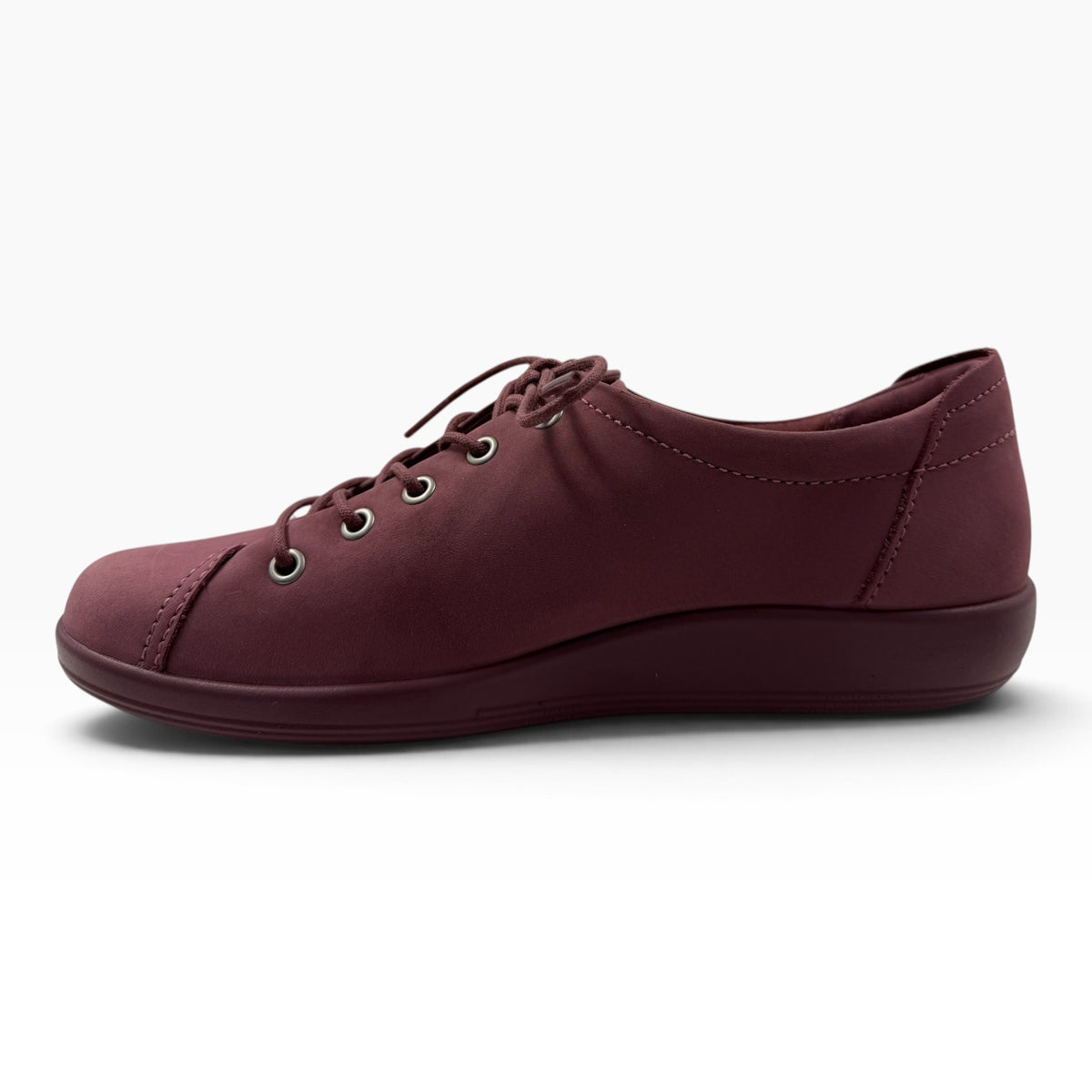 The Shoe Shop Soft 2.0 lace-up sneaker in dark red nocturne leather with a low-profile sole and side stitching.