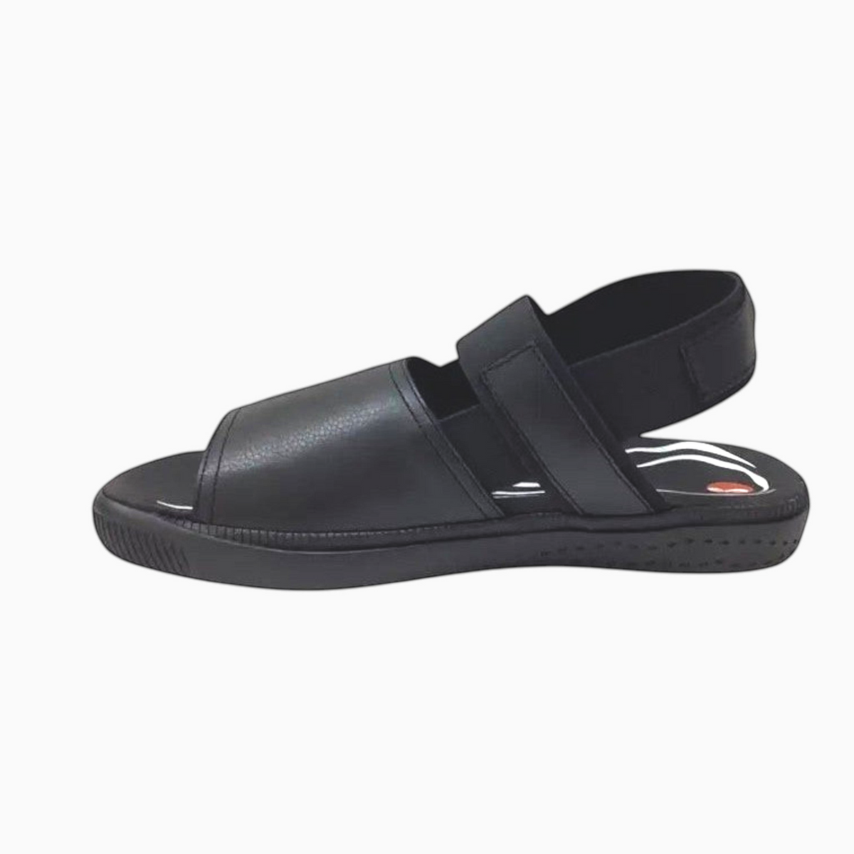 The Shoe Shop Softinos Ilix black leather sling-back sandals with a cushioned memory foam footbed and flexible sole.