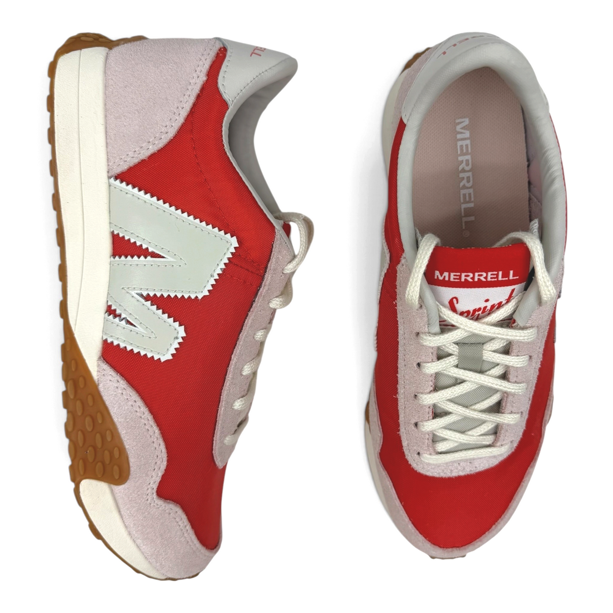 The Shoe Shop Sprint Anthem sneaker in red and light grey with a gum rubber outsole and lace-up closure