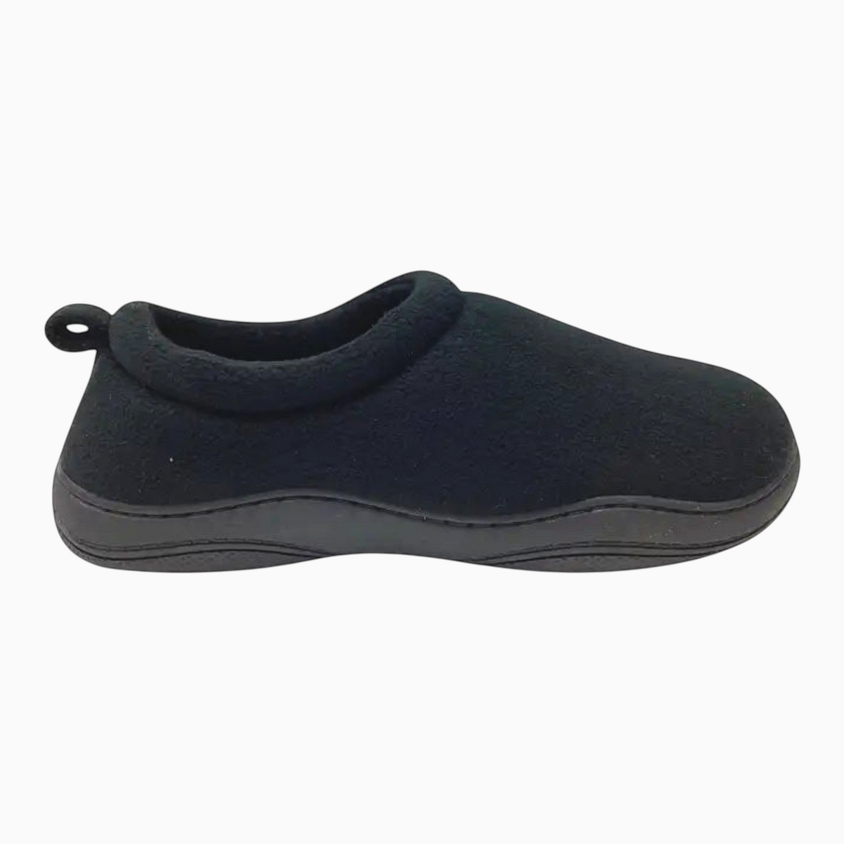 The Shoe Shop Suzie Slipper in black featuring a soft double polar fleece upper and a cushioned insole.