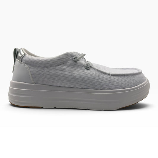 The Shoe Shop Wendy Nova Knit light grey slip-on sneaker with a thick platform sole and textured knit upper