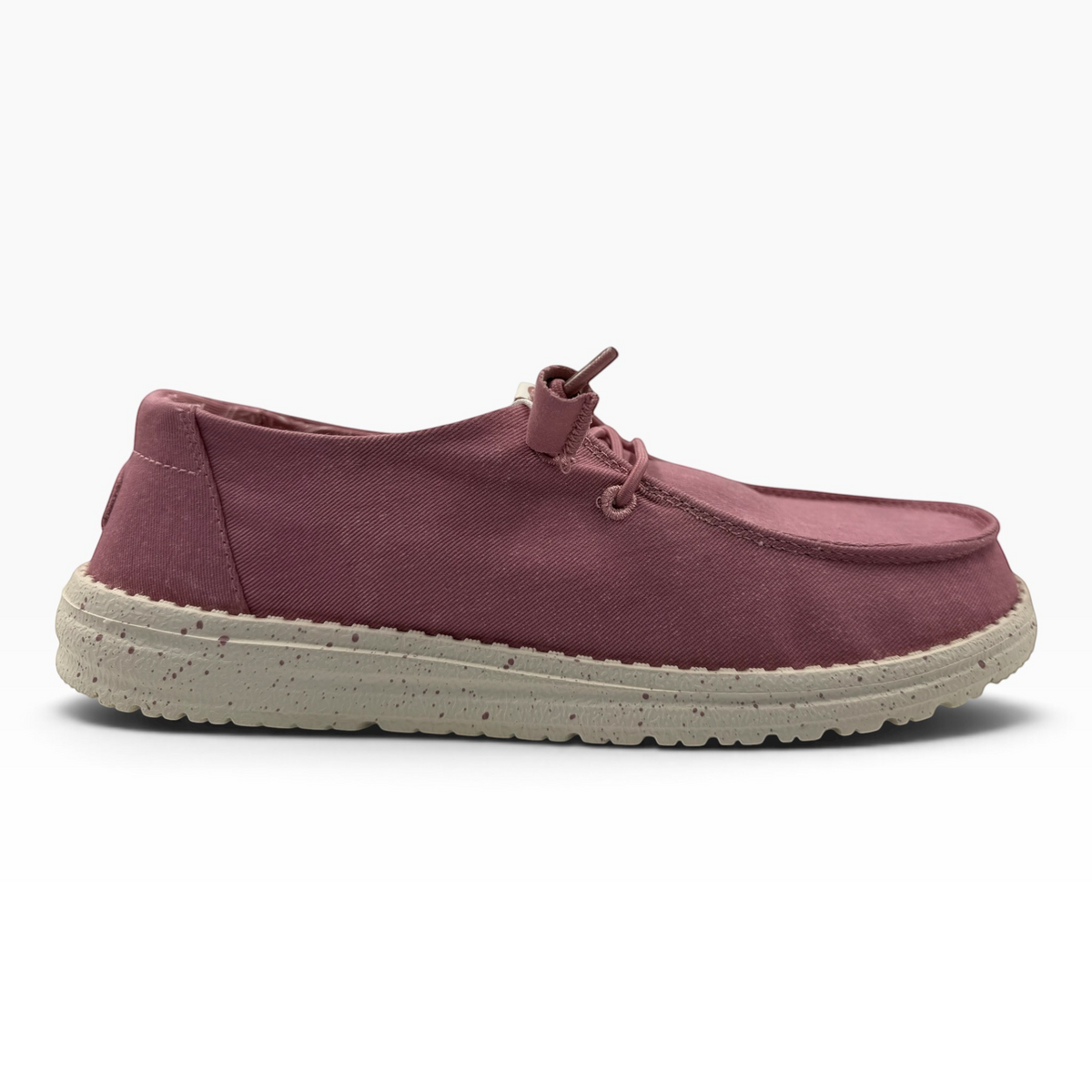 The Shoe Shop Wendy Stretch slip-on shoe in dusty rose canvas with a speckled beige rubber sole
