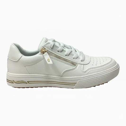 The Shoe Shop Skechers Arch Fit white synthetic duraleather sneaker with side zip closure and cushioned midsole