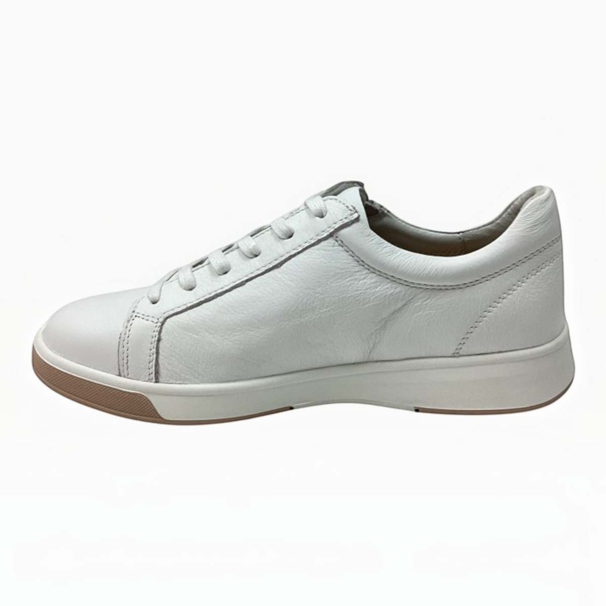 The Shoe Shop Ziera Aito white textured leather sneaker with a low-profile silhouette and tonal laces