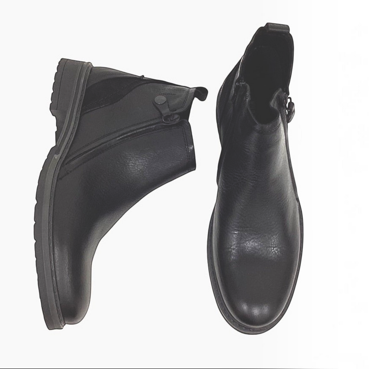 The Shoe Shop Wild Rhino Hunter black leather ankle boots with twin zips and a durable rubber outsole