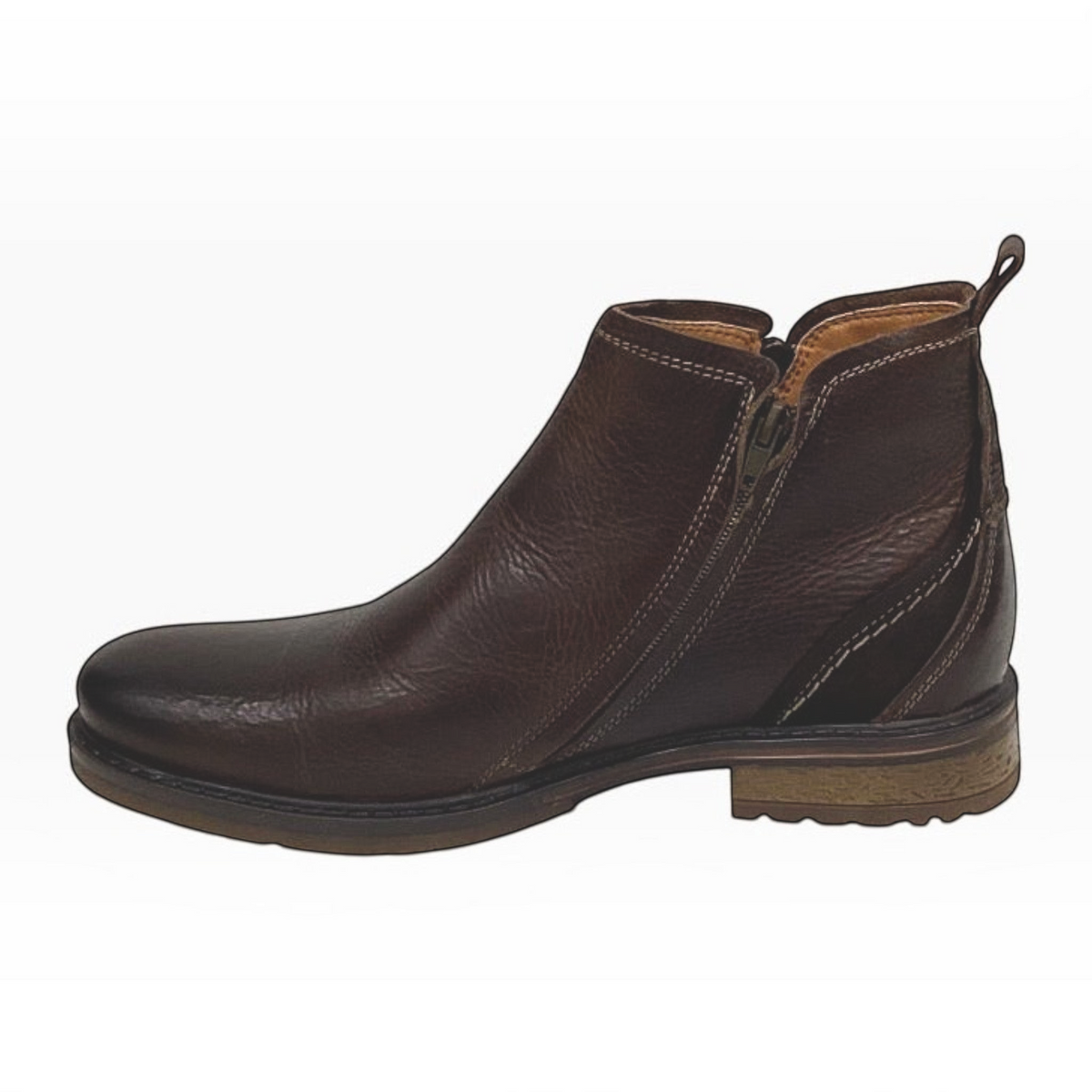The Shoe Shop Wild Rhino Hunter ankle boot in dark brown leather with twin side zips and a durable rubber outsole.