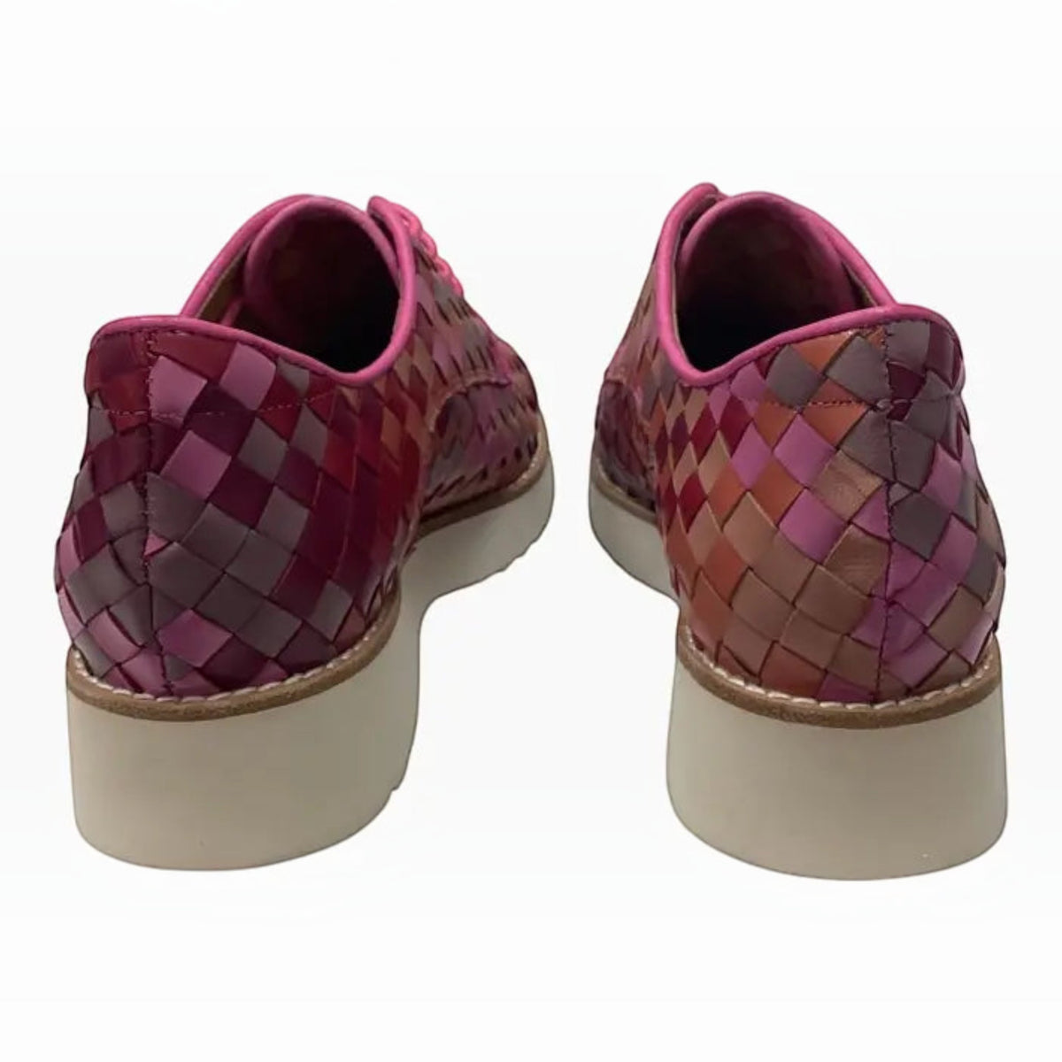 The Shoe Shop Gelato Addiction derby sneakers featuring a multi-tonal woven leather upper and a white platform wedge.